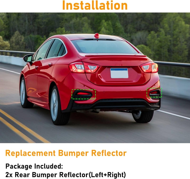 Abodvu Compatible with Chevy Cruze Rear Bumper Reflector 2016-2019,Left Driver & Right Passenger Side Rear Bumper Red Marker Trims,Back Reflector Light W/O Bulb Replacement for 2nd Gen Cruze(1Pair) - Image 4